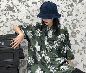 【韓国ファッション】半袖 シャツ レトロ 花柄