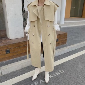 Double breast no collar trench coat ＊S-332