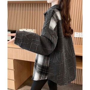 チェック柄 スウェット ジャケット レディース 秋冬 韓国 アウター 大人 カジュアル おしゃれ アメカジ ゆったり オーバーサイズ 体型カバー 羽織り トップス シャツジャケット 大人可愛い 大人女子