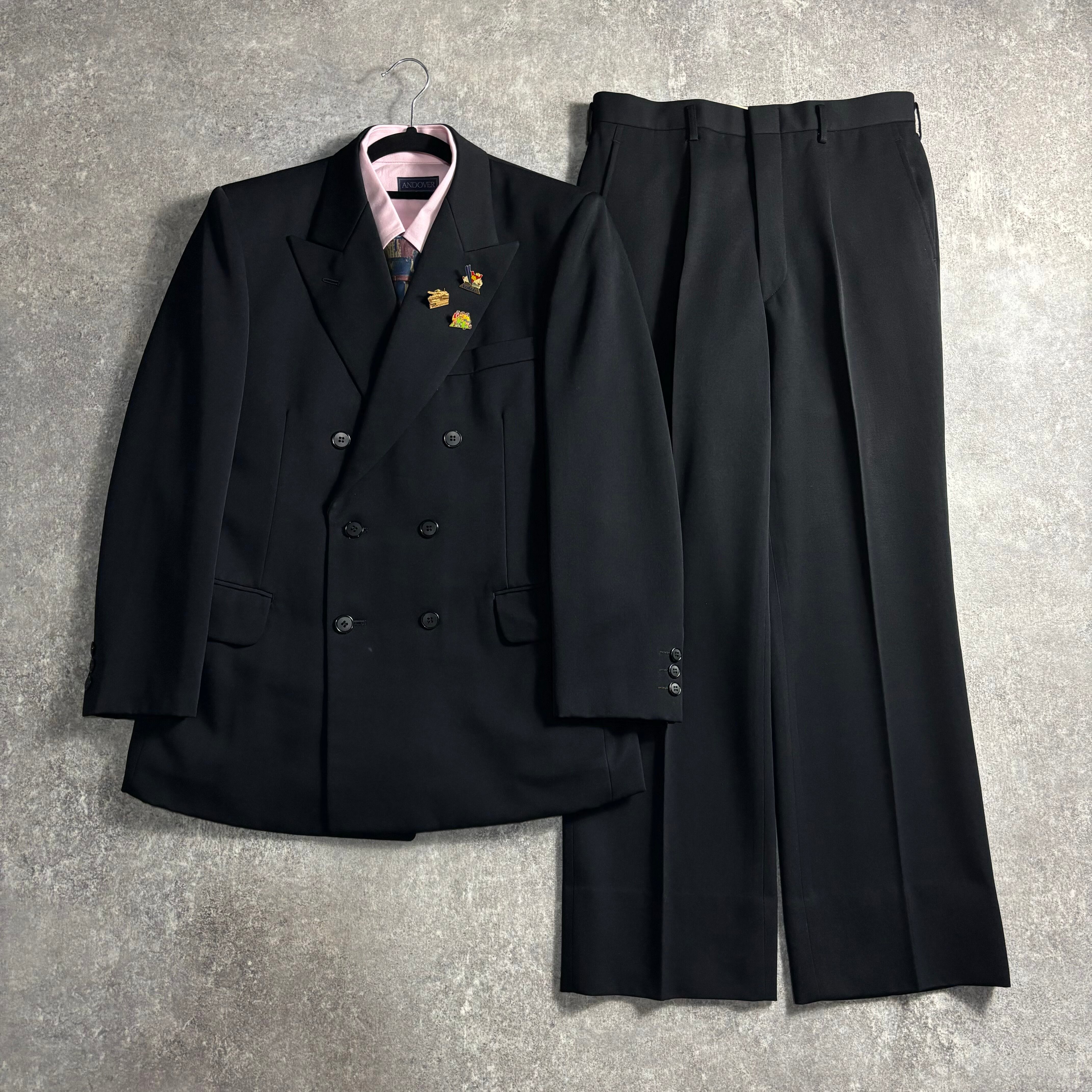 LOST特注【vintage】セットアップ ダブルスーツ ブラック 極上 LOST特注【vintage】セットアップ ダブルスーツ ブラック 極上