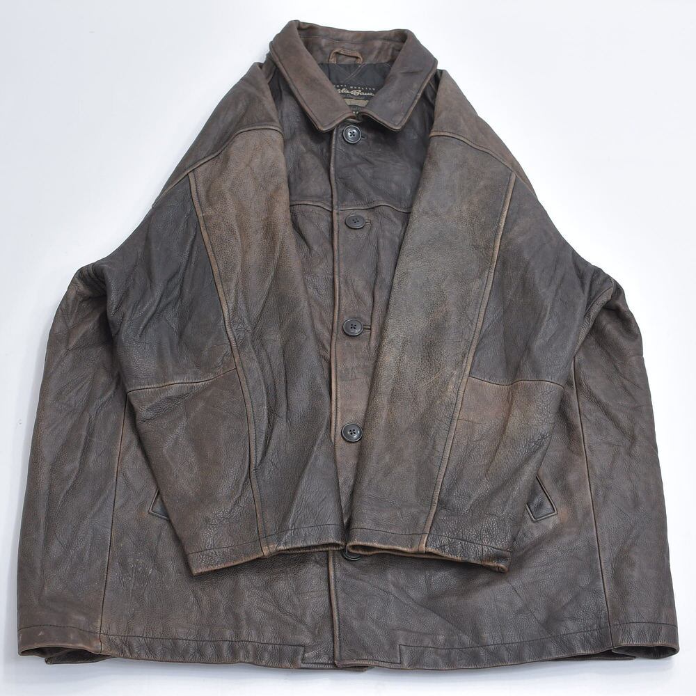 雰囲気系 90~00s Eddie Bauer レザー カーコート 本革 ハーフ 雰囲気系 90~00s Eddie Bauer レザー カーコート 本革 ハーフ