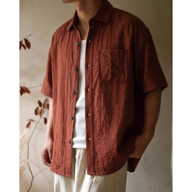 High-end texture linen short-sleeved shirt(VE286)