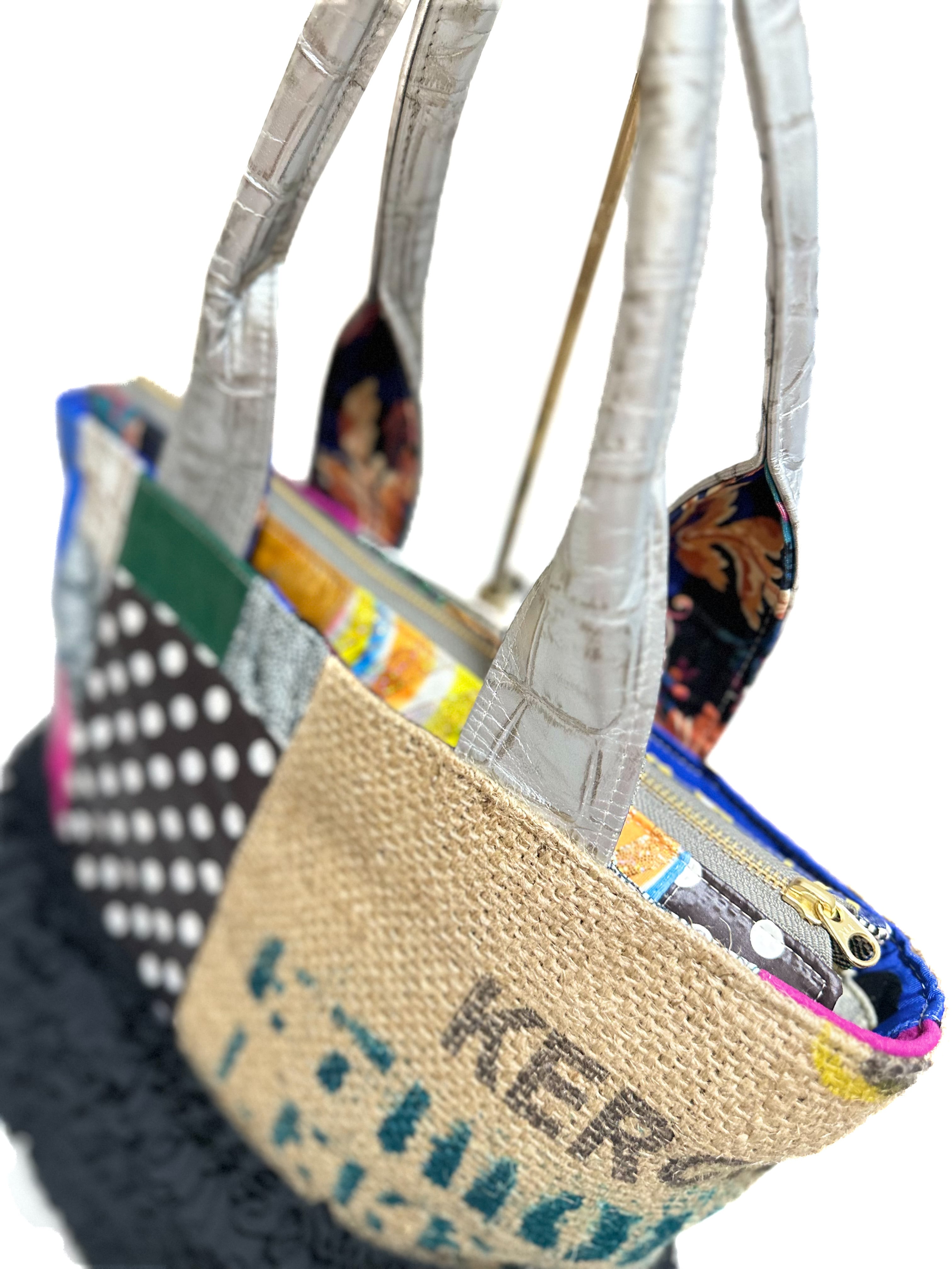 パッチワークトートバッグ L＃BKフリル | a Linden:tree リンデンツリー