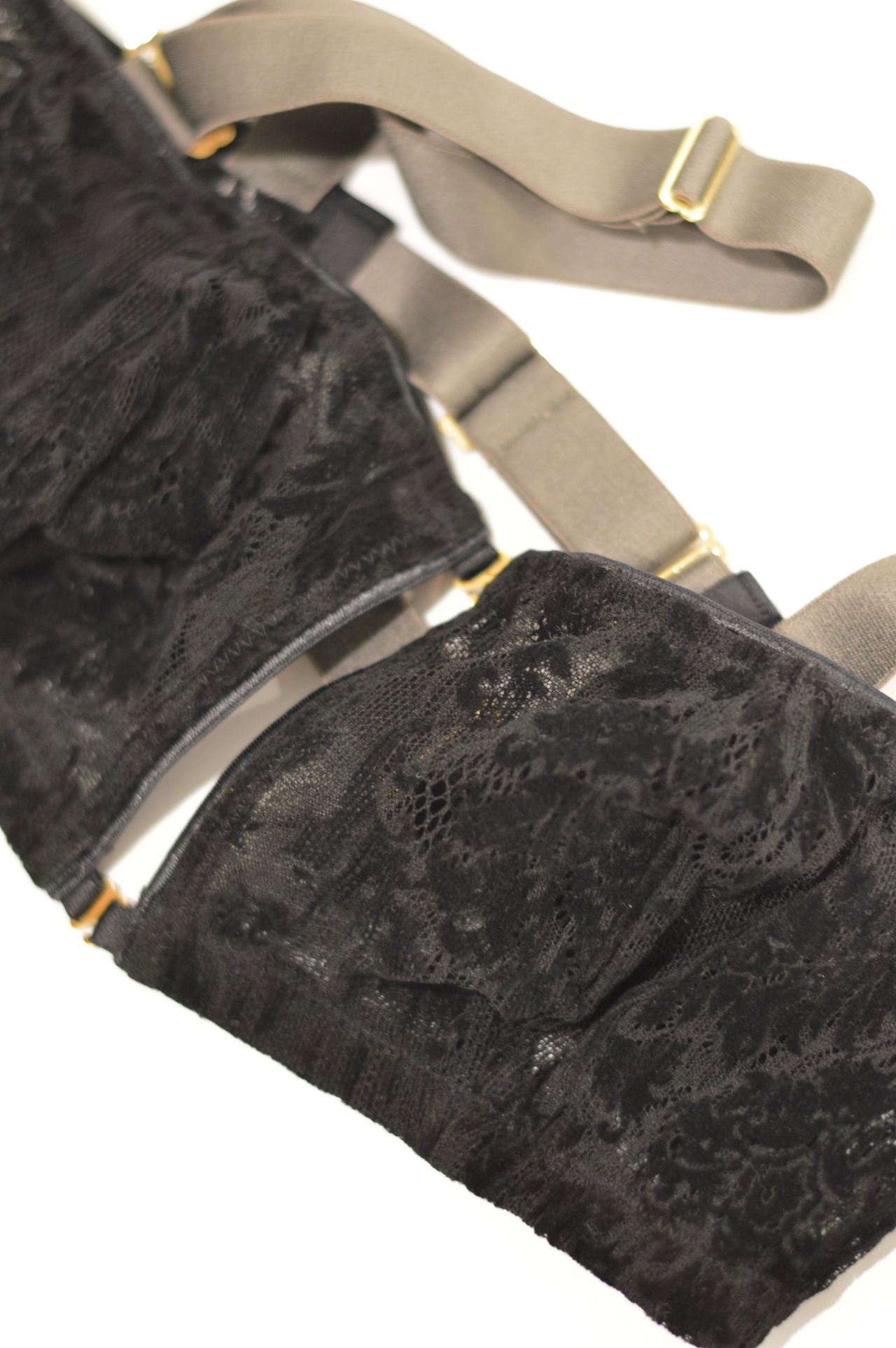 Velour Lace Bandeau Bralette / BLACK - 2