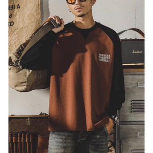 Bicolor crew neck long t-shirt 0216
