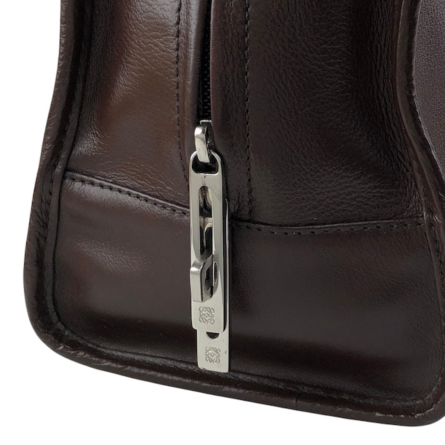 LOEWE ロエベ アマソナ28 ハンドバッグ ブラウン アナグラム レザー ミニボストン vintage ヴィンテージ オールド j32ajs