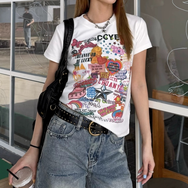 レトロコラージュグラフィックTシャツ 2col R02475