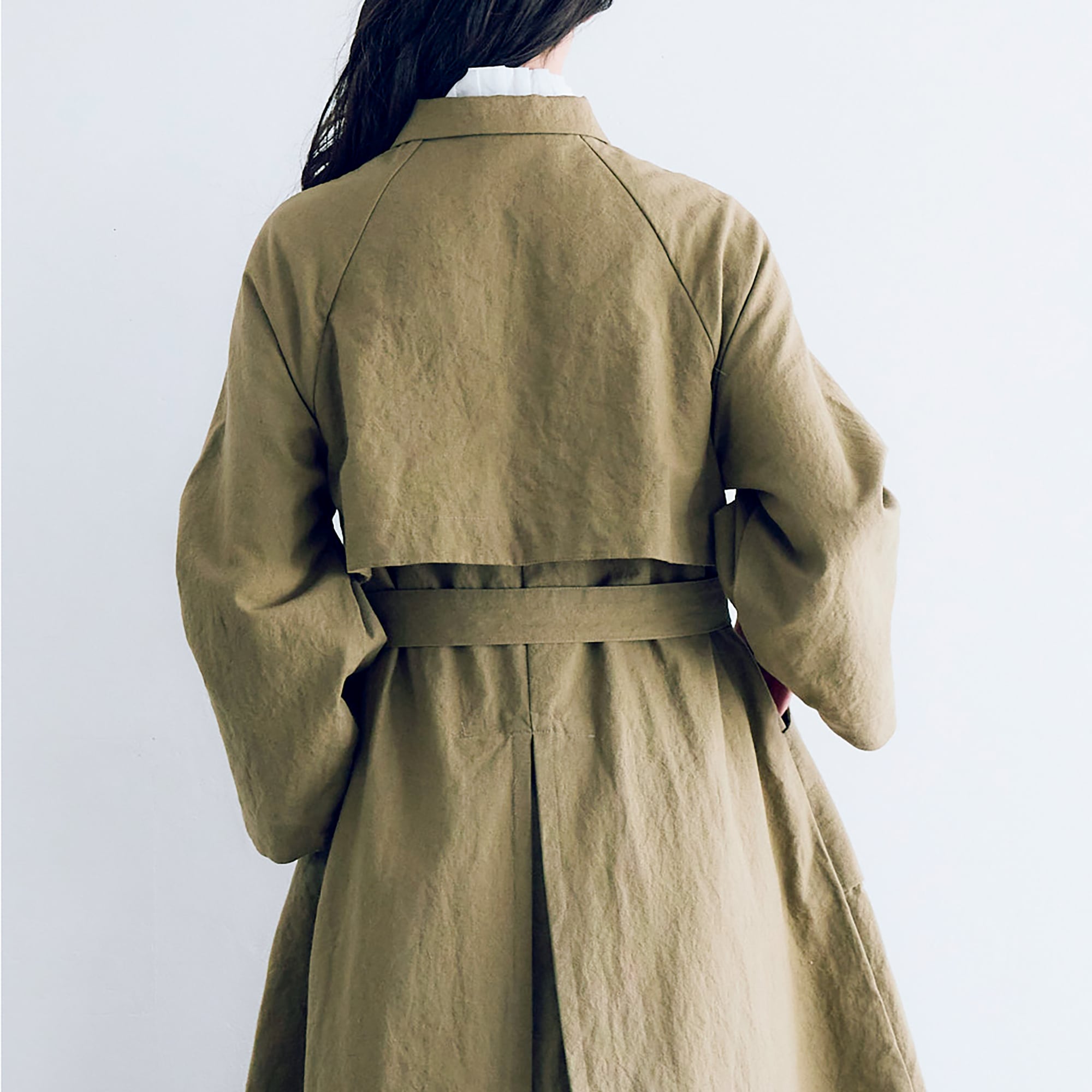 MAGALI コットンリネンアンティークキャンバストレンチコート/カーキ