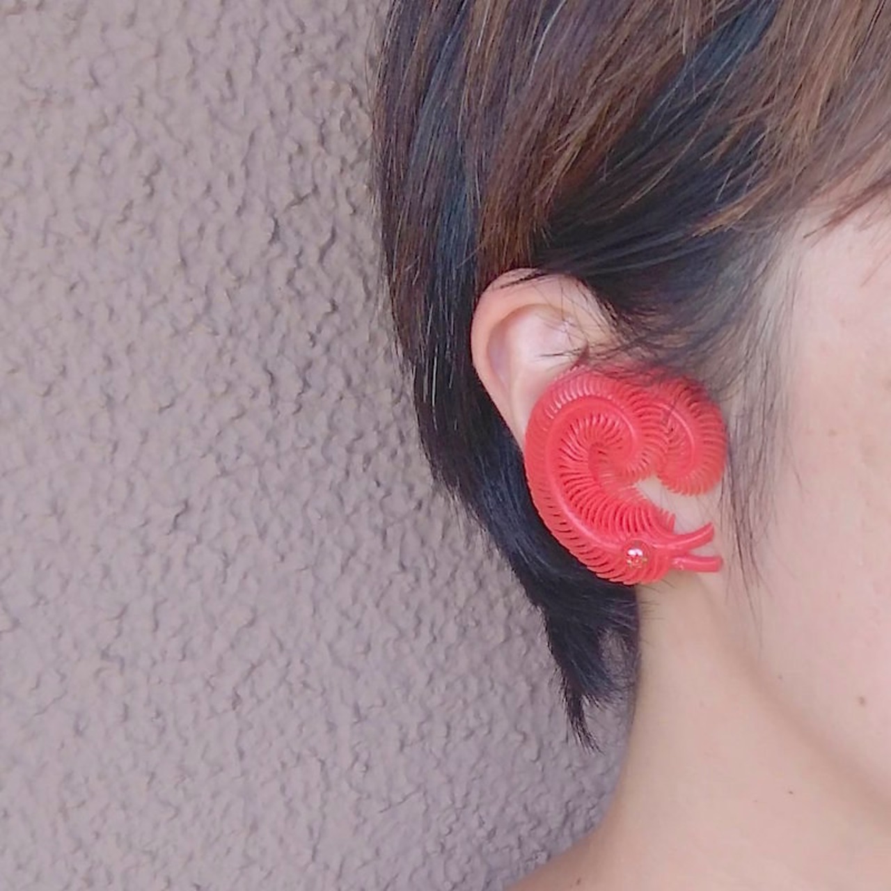 60s DEADSTOCK イヤリング（red feather） | Milo Antiques 