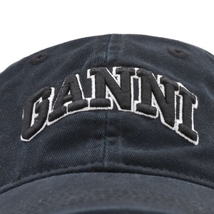 【GANNI】Washed Cotton Canvas Cap Emb