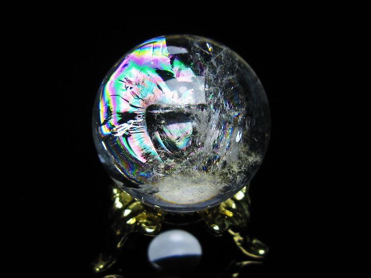 アイリスクォーツ 水晶 丸玉 虹入り 27mm 水晶玉 置物 スフィア 141