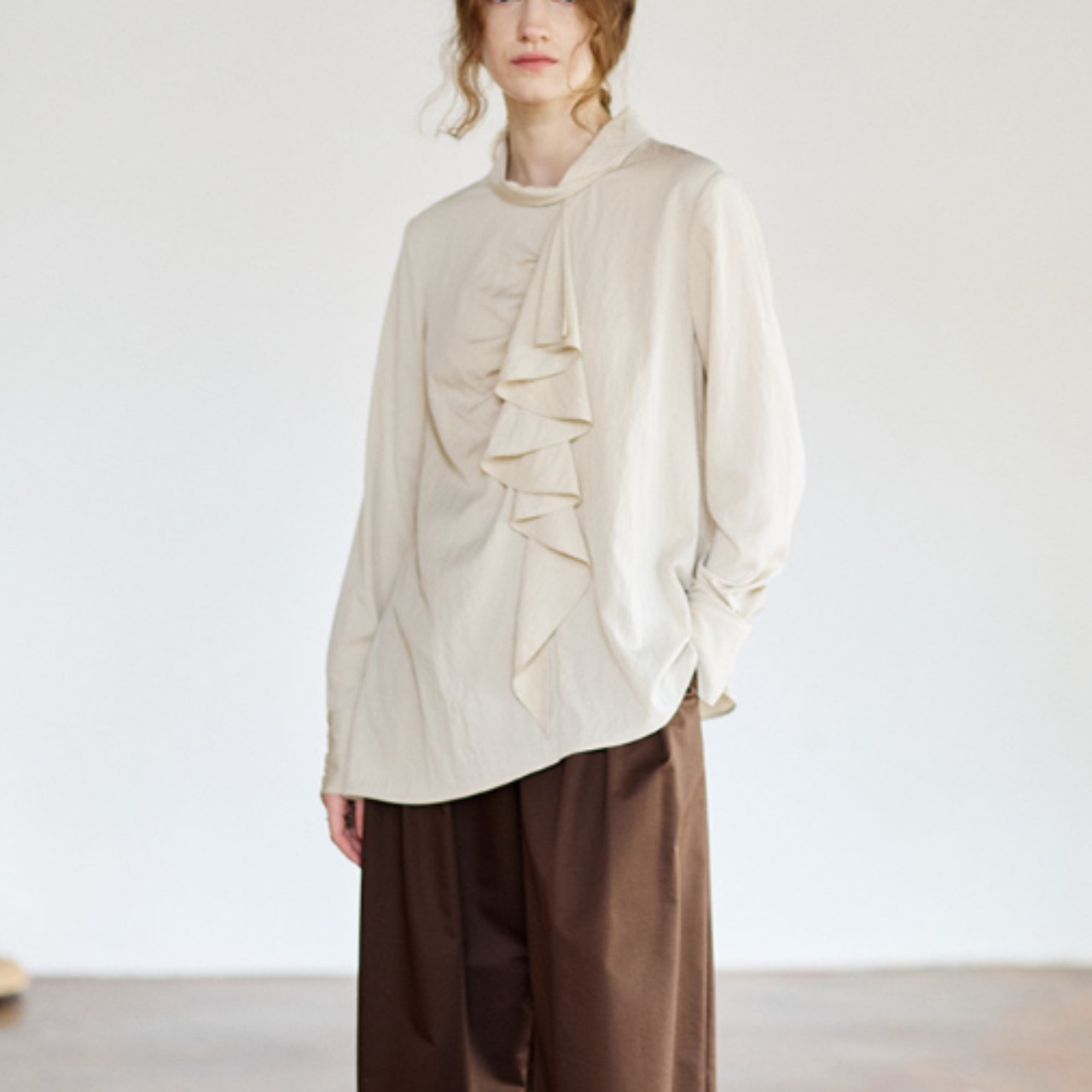 Cascade Draped Ruffle Blouse F0558