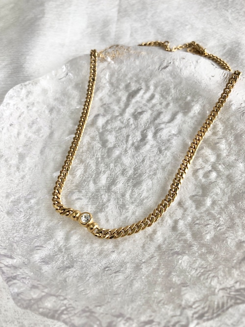 Christian Dior クリスチャン ディオール ネックレス ゴールド CD ストーン チェーン vintage ヴィンテージ オールド 7snwna
