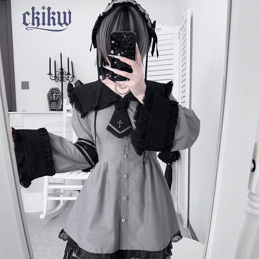 ゴスロリ ロリータドレス ロリィタ セットアップ 地雷系ゴシック黒 地雷系 ゴスロリ ドレス セットアップ ダークゴシック 闇