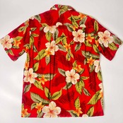 ハワイ製 TWO PALMS トゥーパームス ハイビスカス レーヨン 半袖 アロハシャツ ハワイアンシャツ M/レッド メンズ