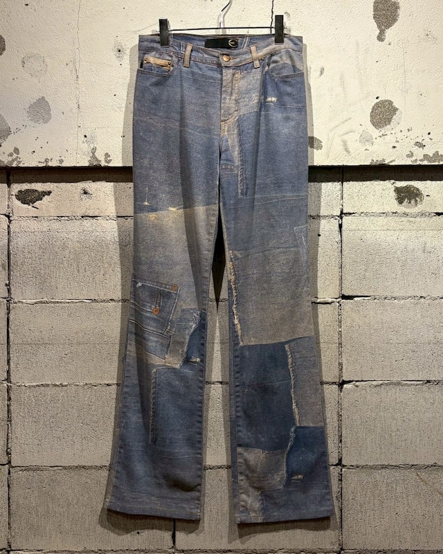【Caka otto】 “Just Cavalli” Patch Work Design Vintage Flare Denim Pants