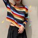 ✞ストライプラウンドネックショート丈ニットトップス ロングスリーブ シルク ✞ゴスロリ SM ミリ 甘ロリ クラロリ 和ロリ エレガント 黒ロリ 姫ロリ 華ロリ BB-BB4841921