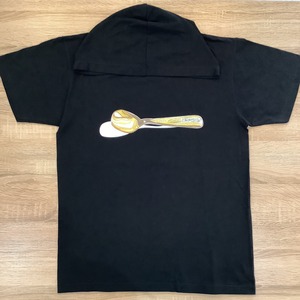 Spoon( スプーン )  フード付き半袖Tシャツ  ブラック