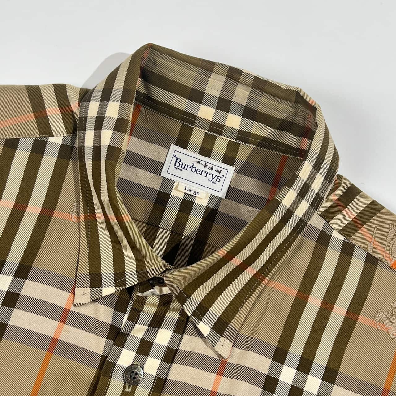 90s Burberrys バーバリー シャドーホース ノバチェック 長袖シャツ L/ベージュ系 メンズ ビンテージ