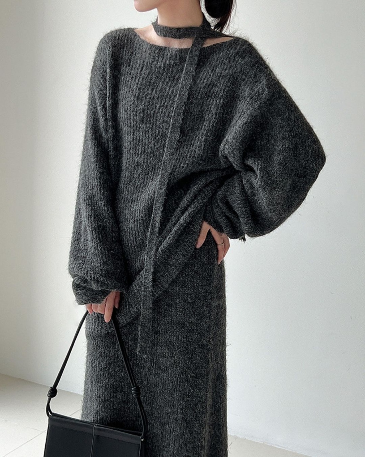 モードオフショルダーニットセットアップ 4color A0668 - 16