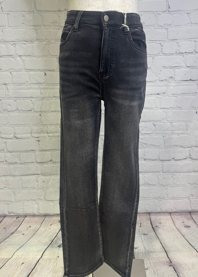 INDKNIT インディニット　裏起毛セミフレアカットデニム　グレー　WKH008