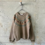 Khaki green patterned knit