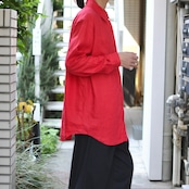 hole design linen shirt red