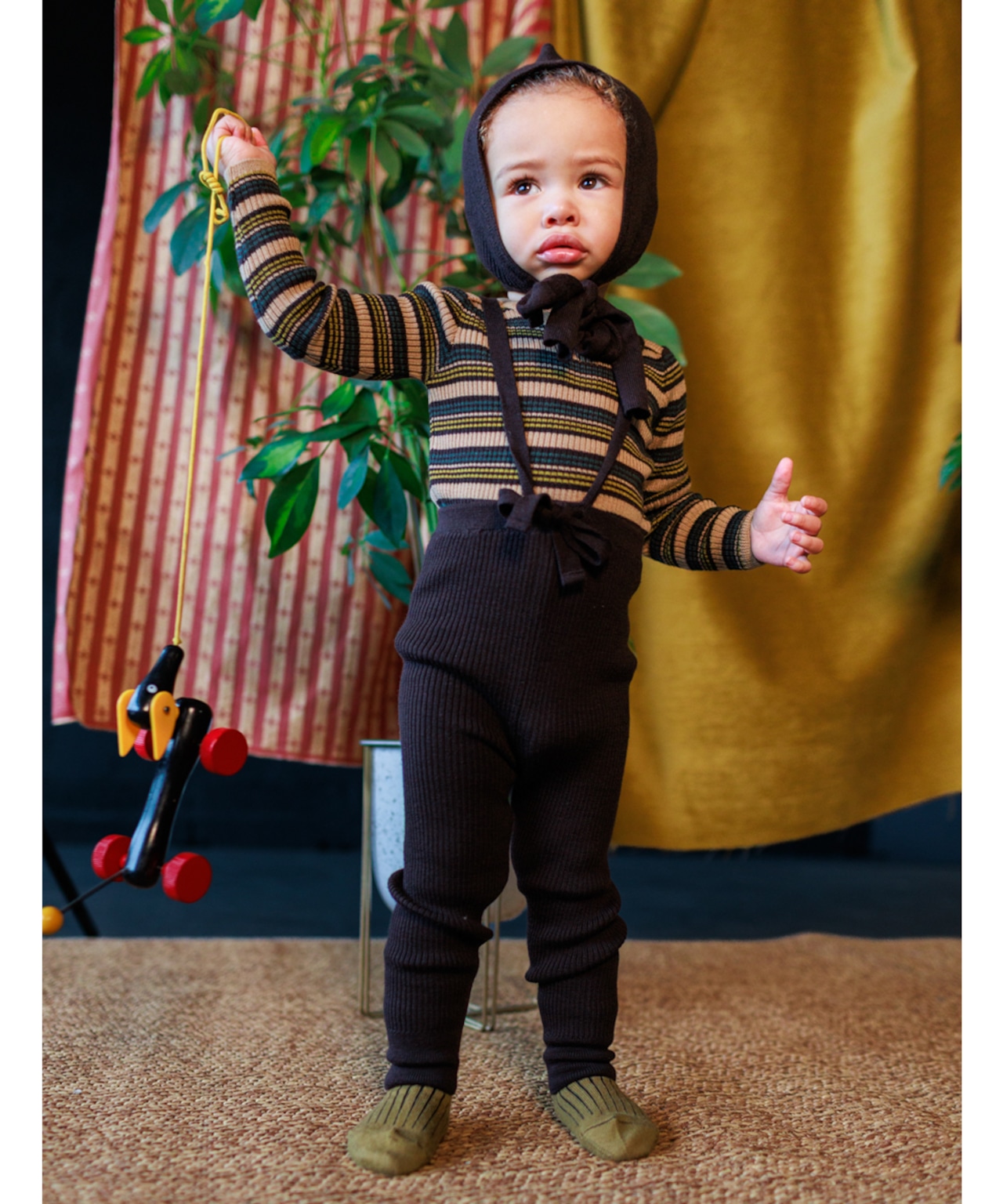 MABLI SYLFAEN SKINNY RIB - BISCOTTI STRIPE (8y-10y)