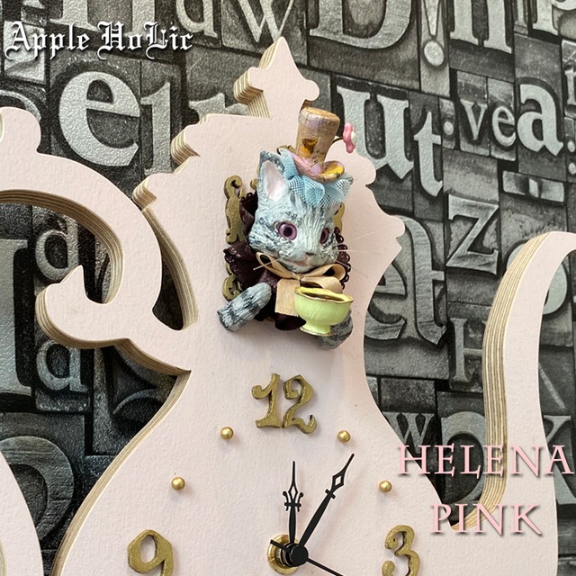 ウォールクロック【Helena Pink Clock・ヘレナ ピンク】チェシャ猫