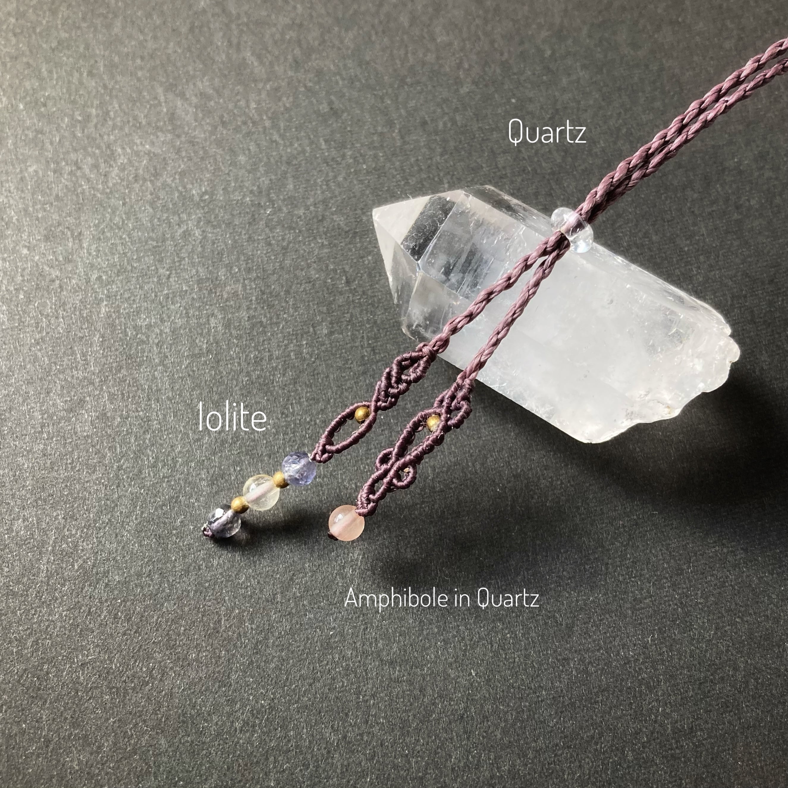 バイカラーアイオライトサンストーン macrame necklace | PAY ID