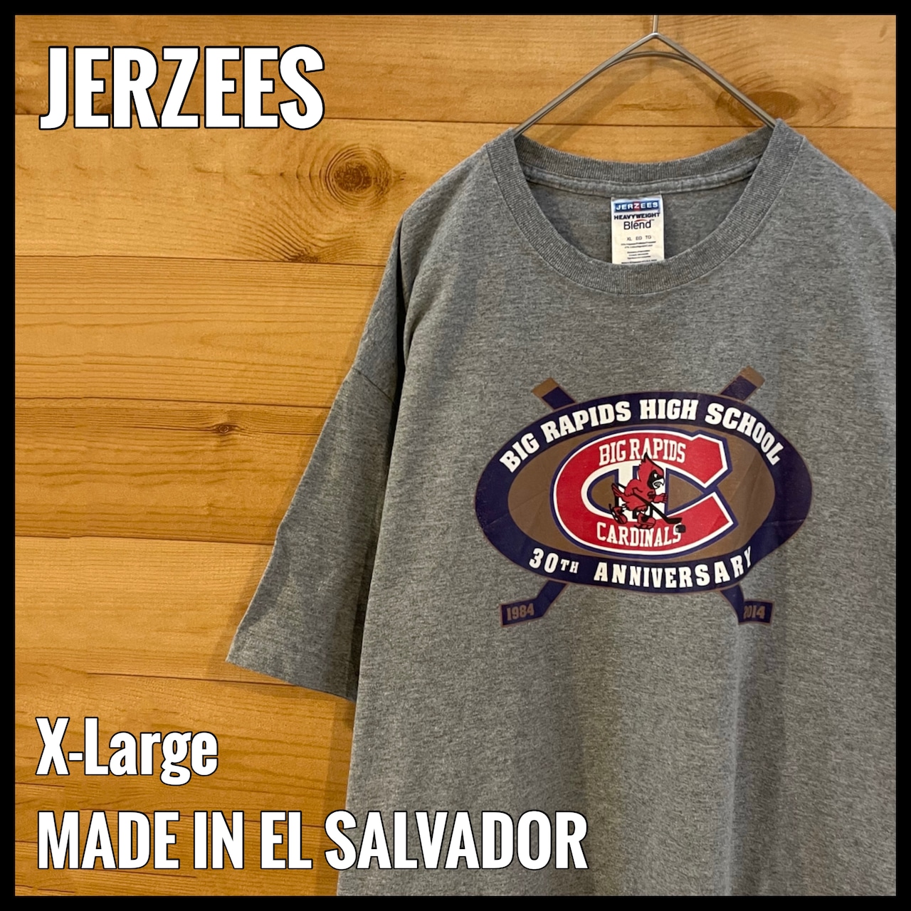 【JERZEES】高校 アイスホッケー ロゴ プリント Tシャツ XL ビッグサイズ US古着