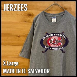【JERZEES】高校 アイスホッケー ロゴ プリント Tシャツ XL ビッグサイズ US古着