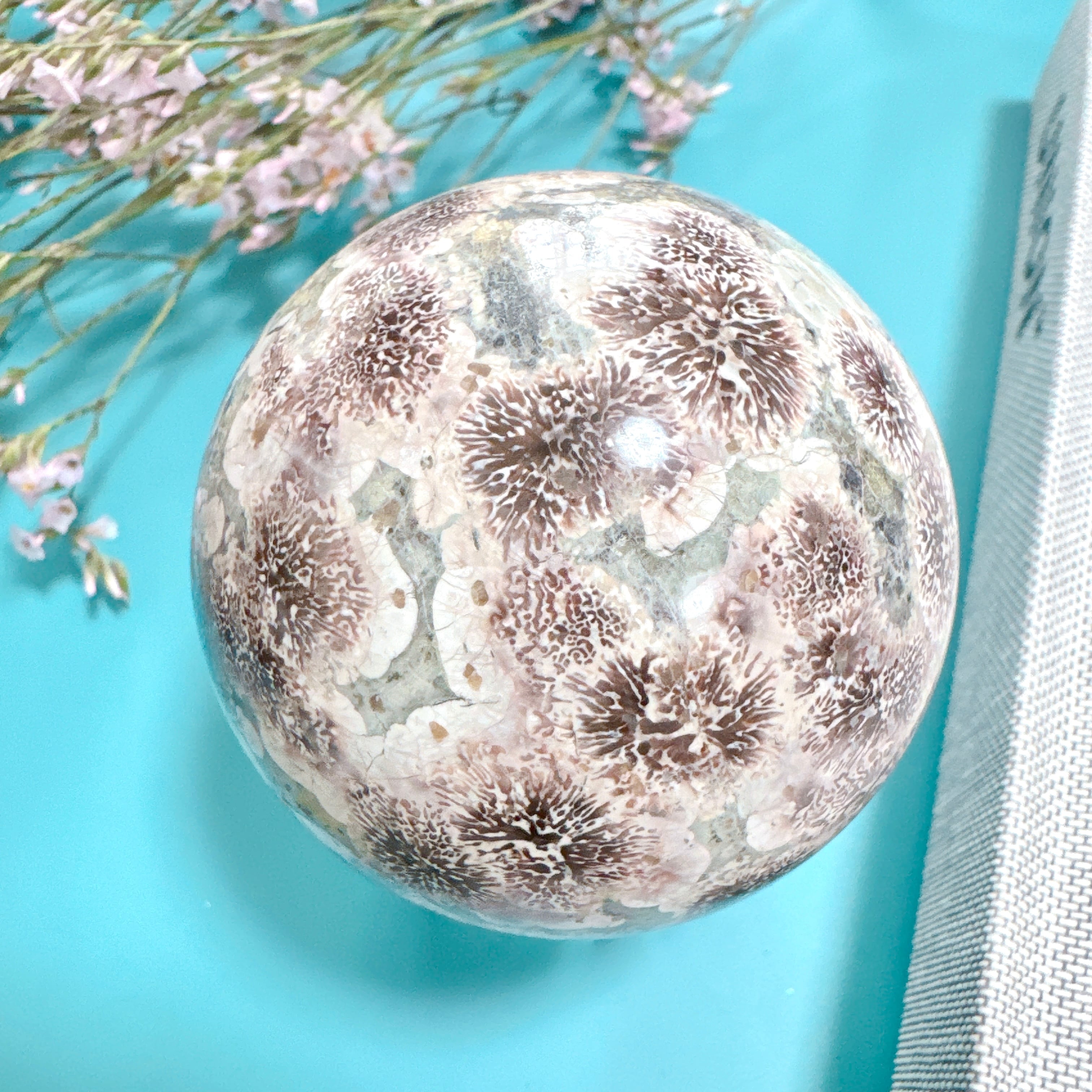 グリーンフラワージャスパー スフィア 丸玉 天然石 | Rinolis-interior