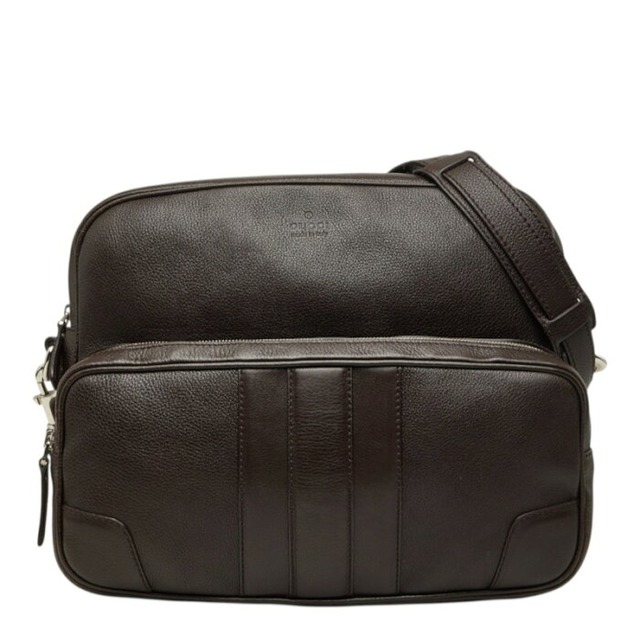 グッチ 斜め掛け ショルダーバッグ メッセンジャーバッグ 232599 ダークブラウン レザー メンズ GUCCI 中古