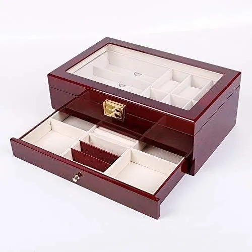 腕時計収納ケース ウォッチボックス 時計ケース サングラス  アクセサリー 収納ボックス 小物収納 保管 ロック付き コレクションケース かっこいい おしゃれ コンパクト メンズ レディース ユニセックス ギフト プレゼント 父の日 2段 引き出し付き