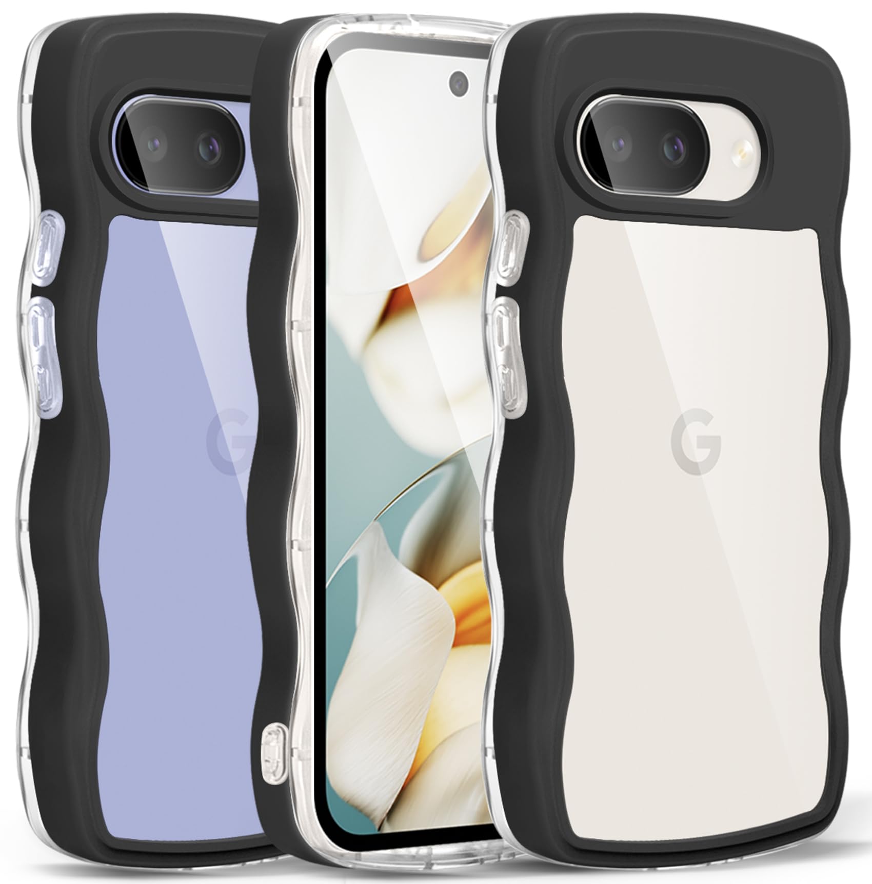 Google Pixel 9A ケース クリア ウェーブ ブラック