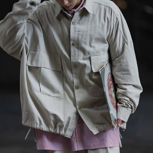 Oversized drawstring button-down shirt  0199