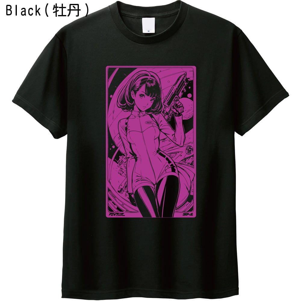 全5色/XXL] レトロアニメ Tシャツ 黒 80s 90s SF アニメ風 ポスター風