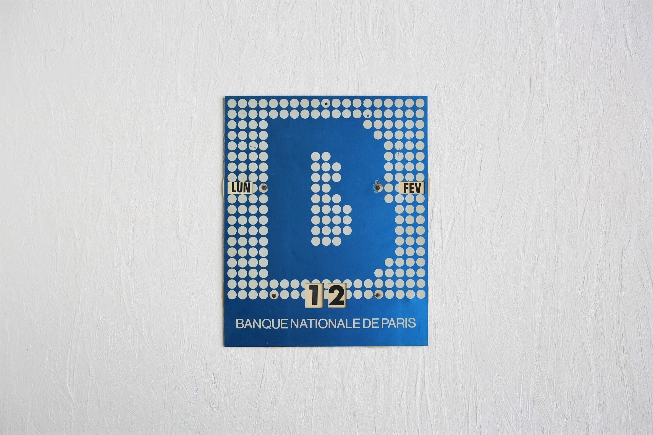 フランス アンティーク ヴィンテージ 壁掛け 万年カレンダー 『BNP(パリ国立銀行)』 メタル製 N-03807