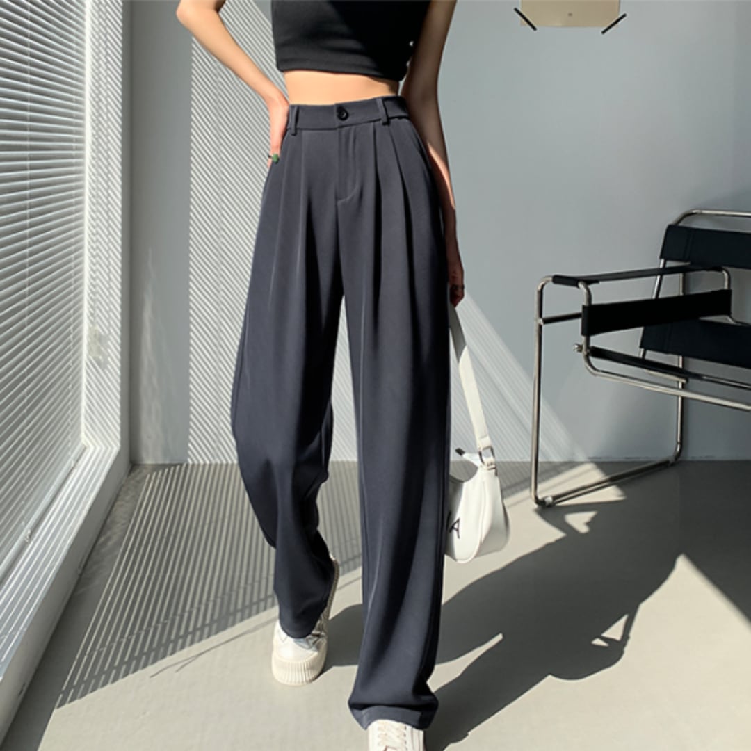 ダブルプリーツ ワイドレッグ パンツ(gray)o12