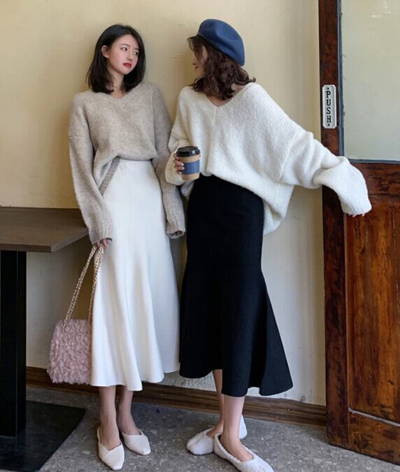 春秋新作 レディース ボトムス スカート タイトスカート ニットスカート ロング丈