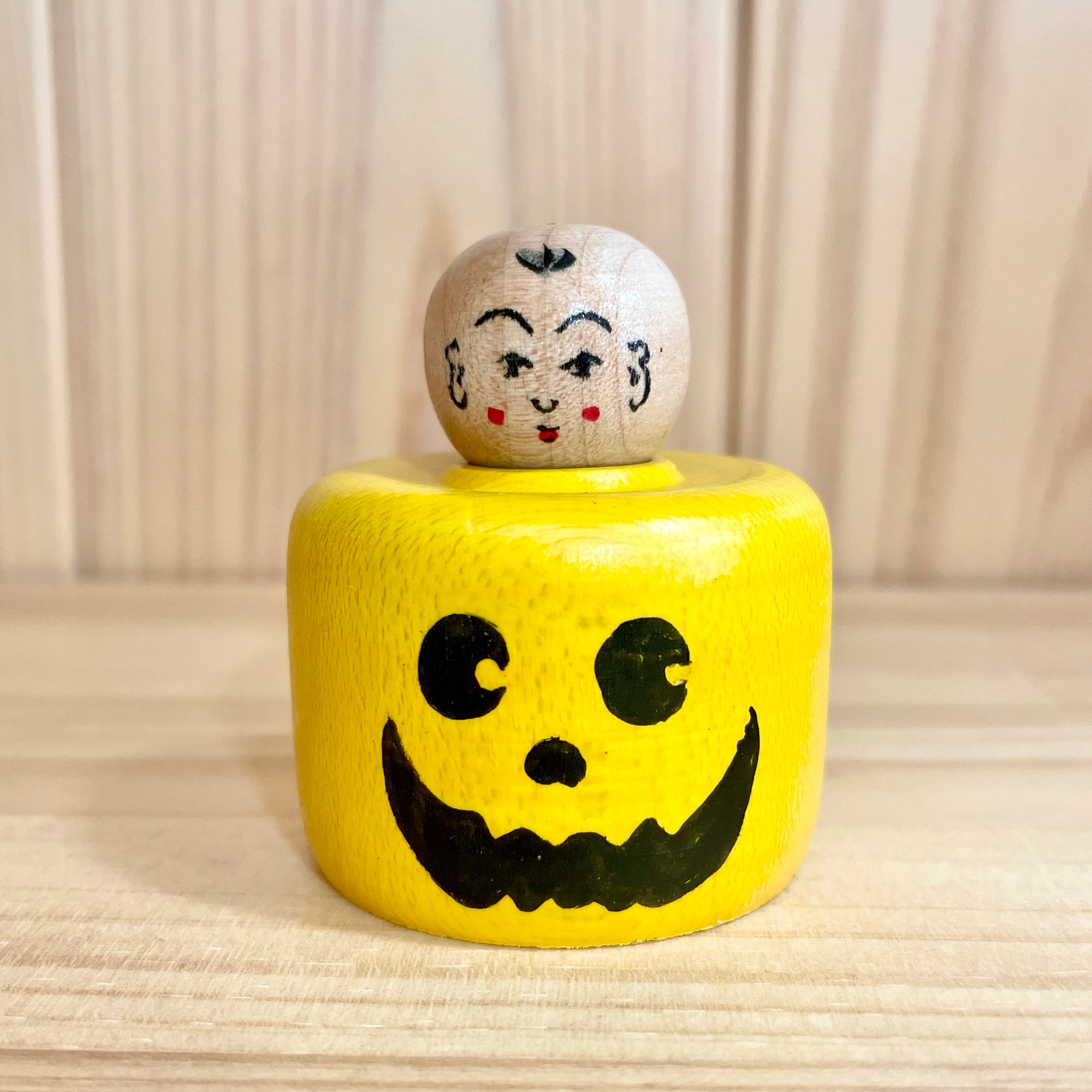 西山敏彦工人：土湯系】こけし ハロウィンえじこ パンプキン：5.5cm