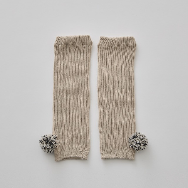 【25AW】eLfinFolk(エルフィンフォルク)Ponpon Leg warmer ecru(M/L)レッグウォーマー アイボリー