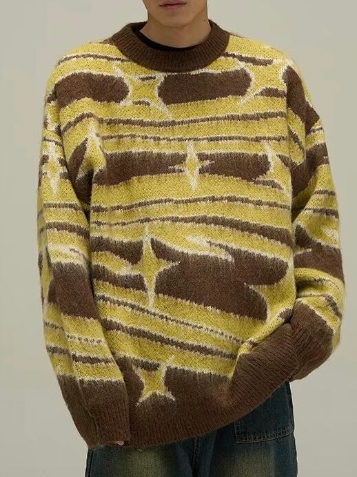 【PLANET STUDIO】star border mohair oversize knit