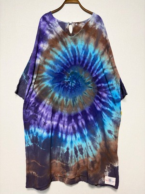 タイダイ Tie-dye ワンピース パープル×ブルー×ブラウン COLORFREEYTHM by Hippies Dye HD26-87