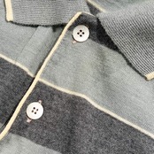 イタリア製 dunhill ダンヒル ボーダー 長袖 ウール ポロニット M/グレー系 メンズ