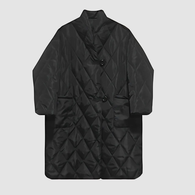 Diamond quilt long coat C0677