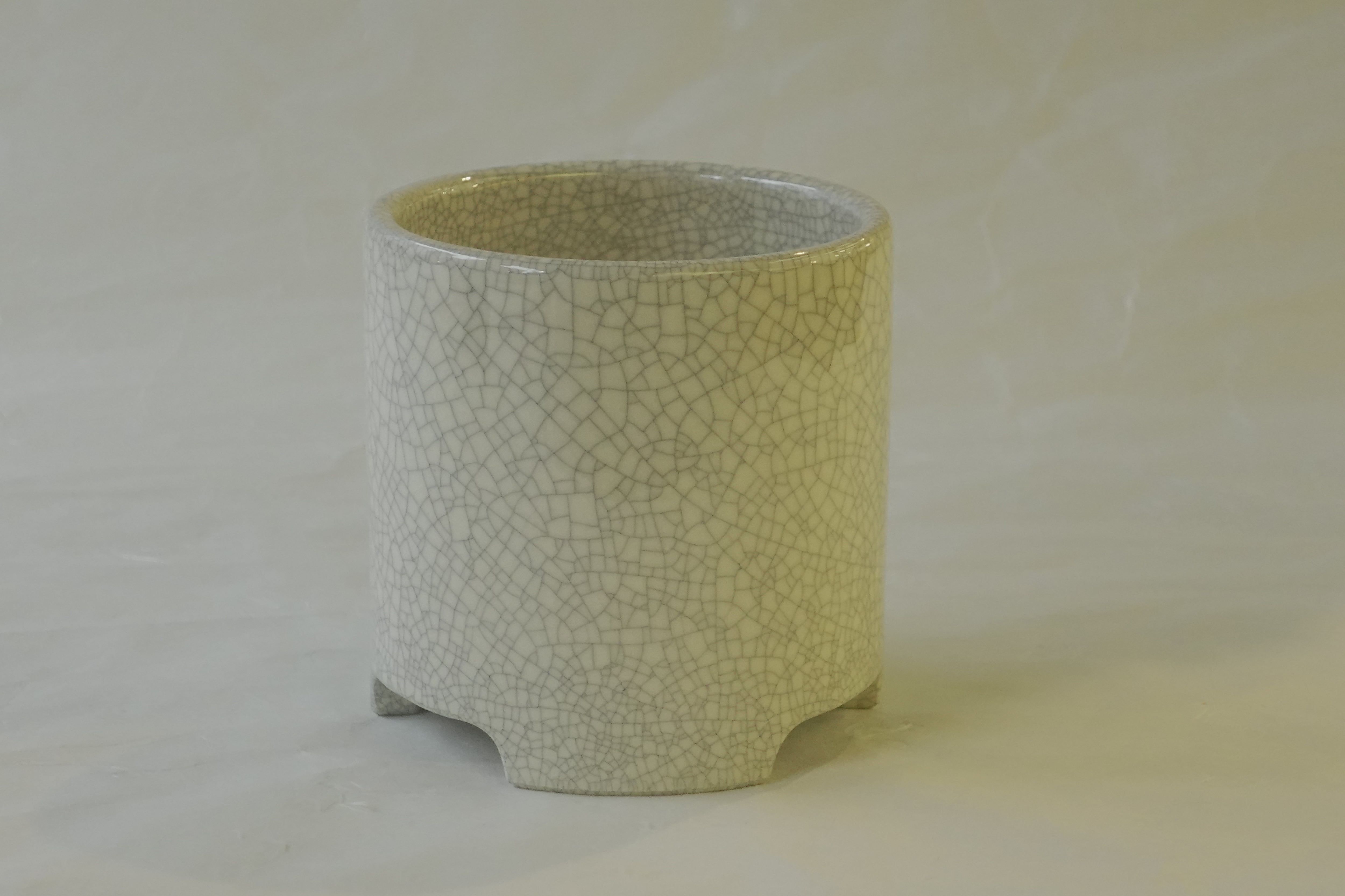 楽焼 和楽 作 火入れ 白 貫入 大 | 小林漆陶