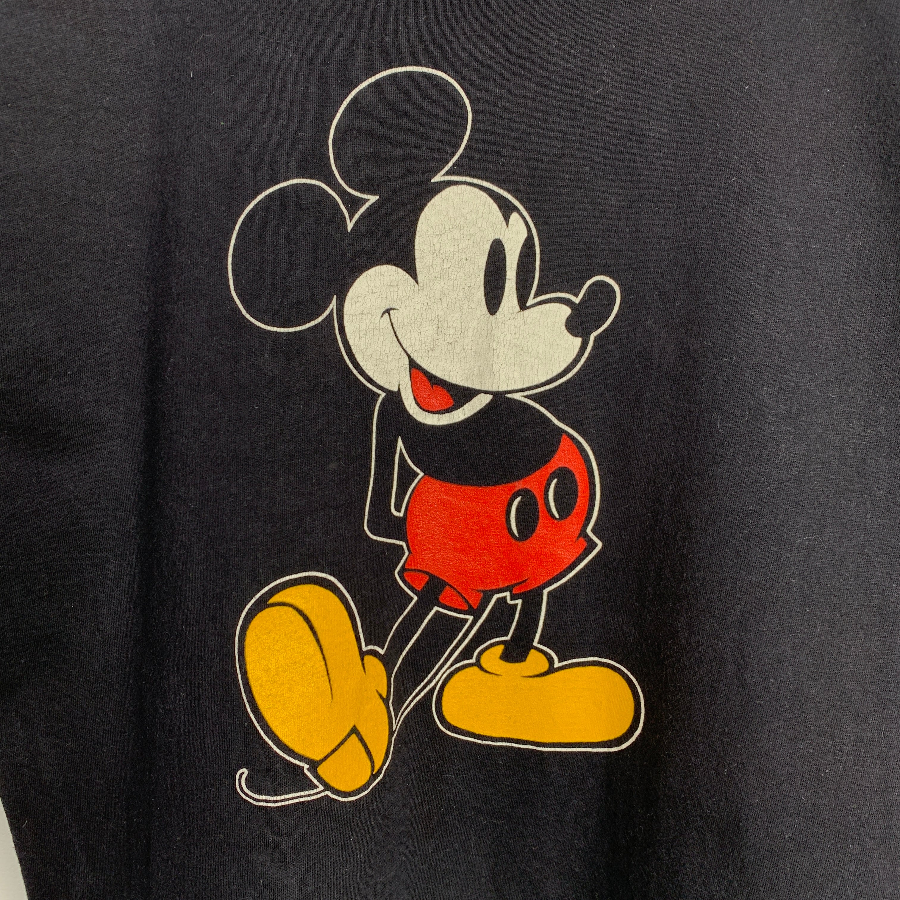 か*ず様 ヴィンテージ　ディズニー　90s USA クラシックミッキーマウス　黒 90s USA製 Disney ミッキーマウス キャラクターTシャツ 黒 XL | 古着屋 Uan