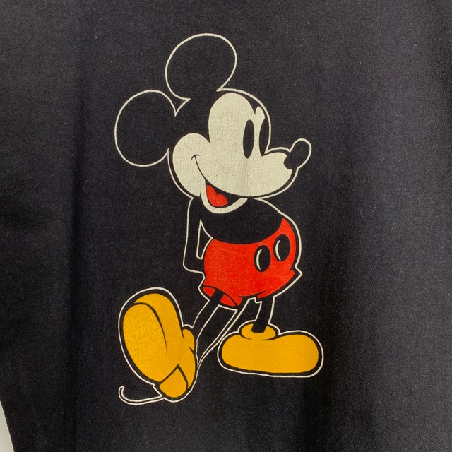 90s USA製 Disney ミッキーマウス キャラクターTシャツ 黒 XL